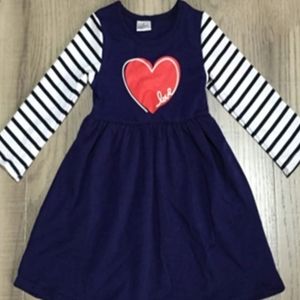 Girls Dress NWT 4T Heart Boutique Navy Blue Long Sleeve